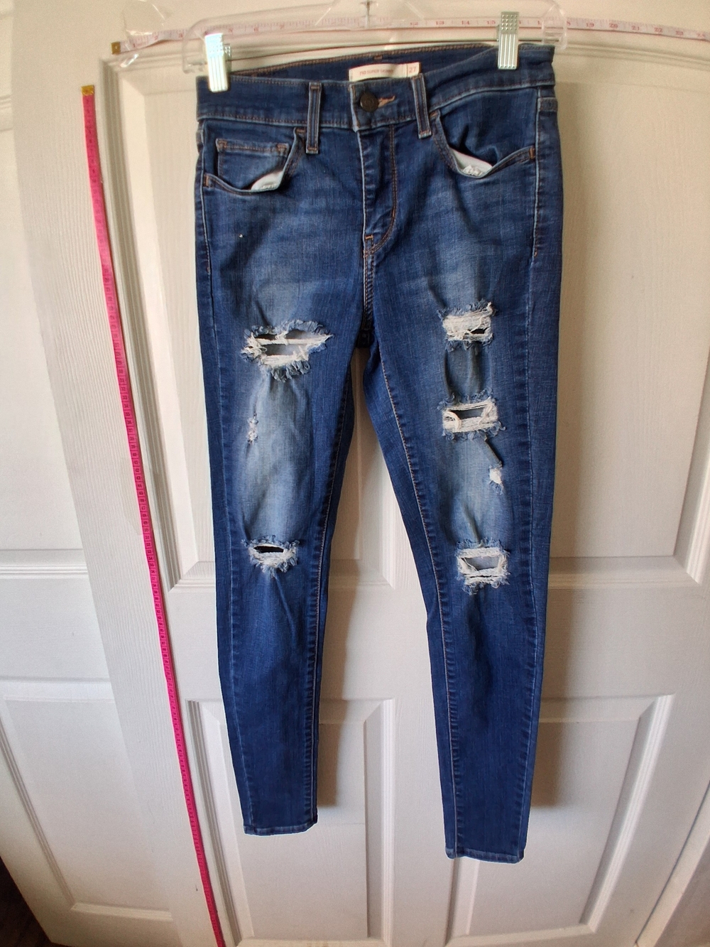 Ripped Dark Blue Women's Skinny Jeans